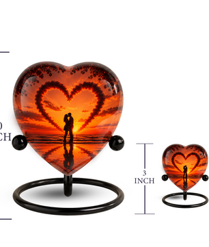 Sunset Heart Cremation Urn for Adult Ashes, Personalized Beach Urn for Human Ashes, Romantic Ocean Memorial Urn