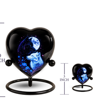 Wolf & Moon Heart Adult Urn – Adult Urn, Urns for Adult Ashes,Adult Cremation Urns