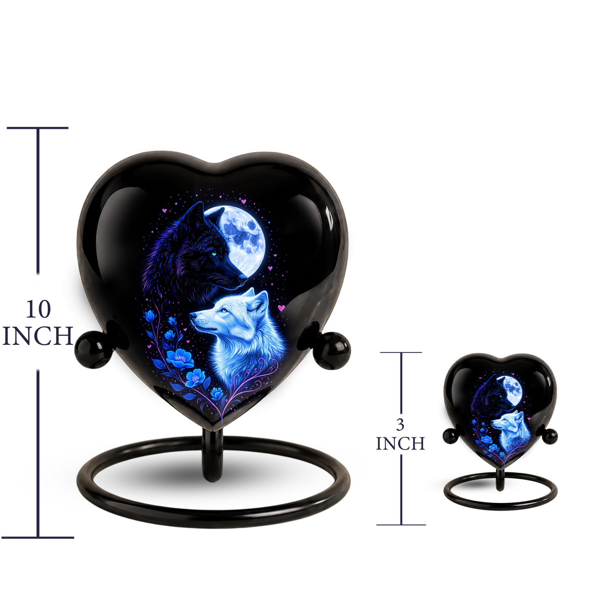 Wolf & Moon Heart Adult Urn – Adult Urn, Urns for Adult Ashes,Adult Cremation Urns