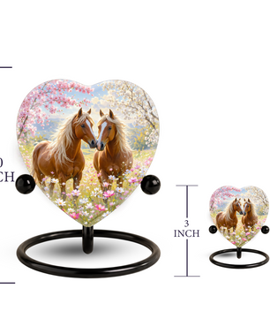Horse Urn, Adult Urn for Ashes, Horse Memorial Urn, Heart-Shaped Horse Cremation Urn