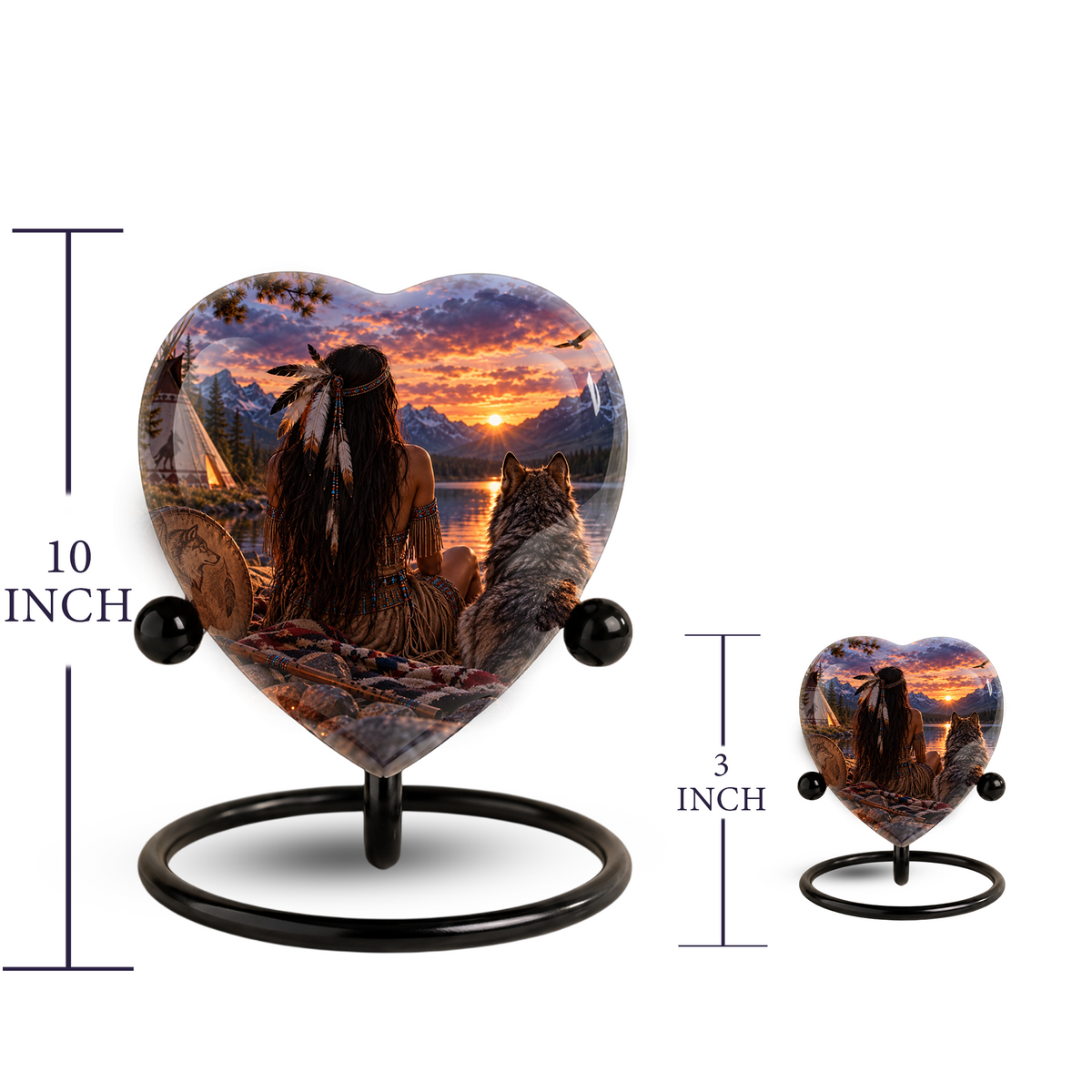 Native American Wolf Adult Cremation Urn for Ashes, Personalized Adult Urn, Wolf Memorial Urn, Indigenous Inspired Heart Urn, Adult Cremation Urn