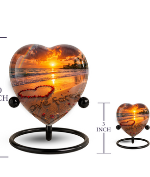 Beach Urn for Human Ashes – Ocean Sunset Cremation Urn, Beach Keepsake Urn & Beautiful Memorial Urn