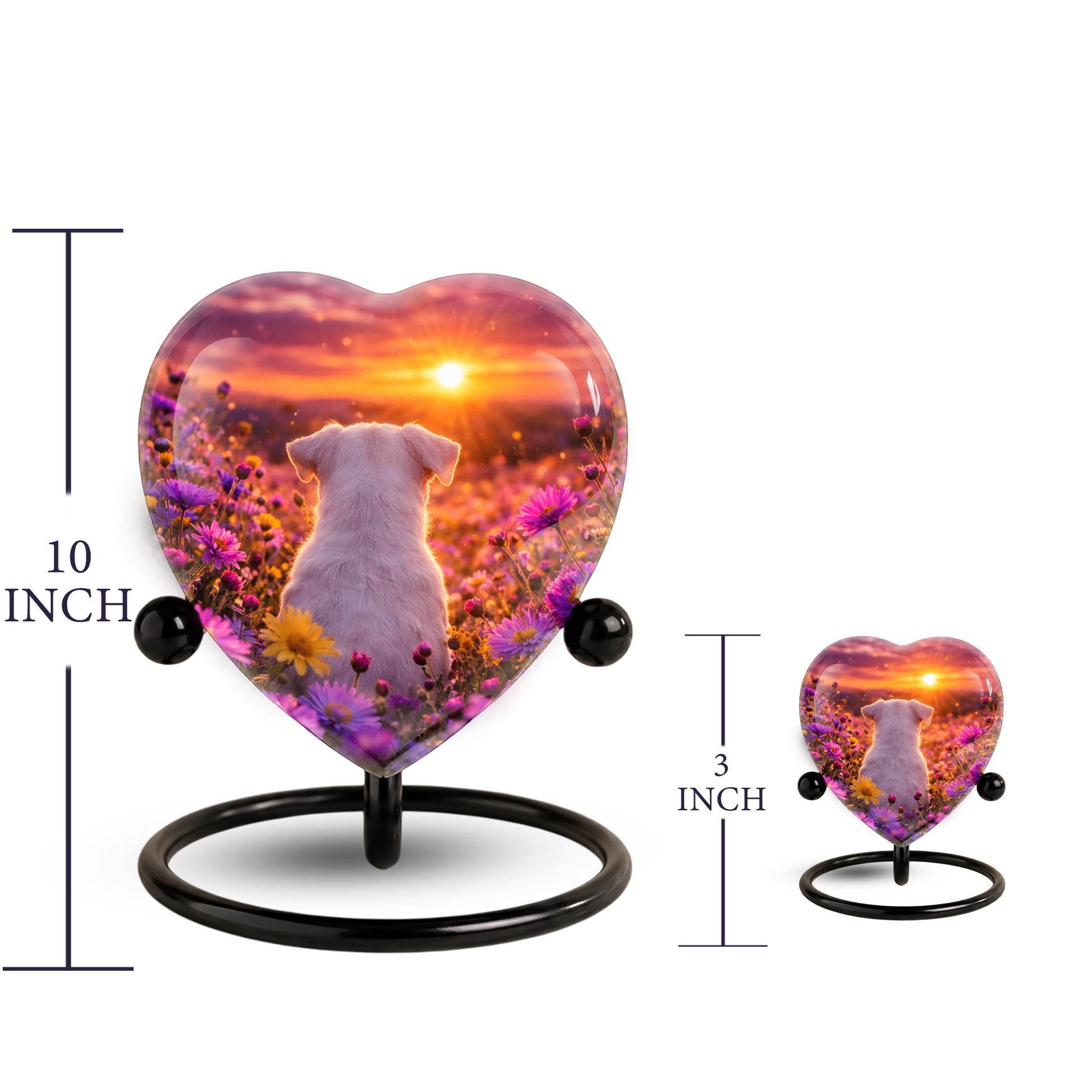 Sunset Rainbow Bridge Dog Adult Urn for Human Ashes – Heart-Shaped Memorial Adult Cremation Urn