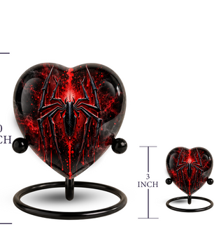 Spider Cremation Urn for Ashes, Gothic Spider Urn, Black Spider Memorial Urn, Red Spider Web Urn, Dark Fantasy Adult Urn, Personalized Heart Urn