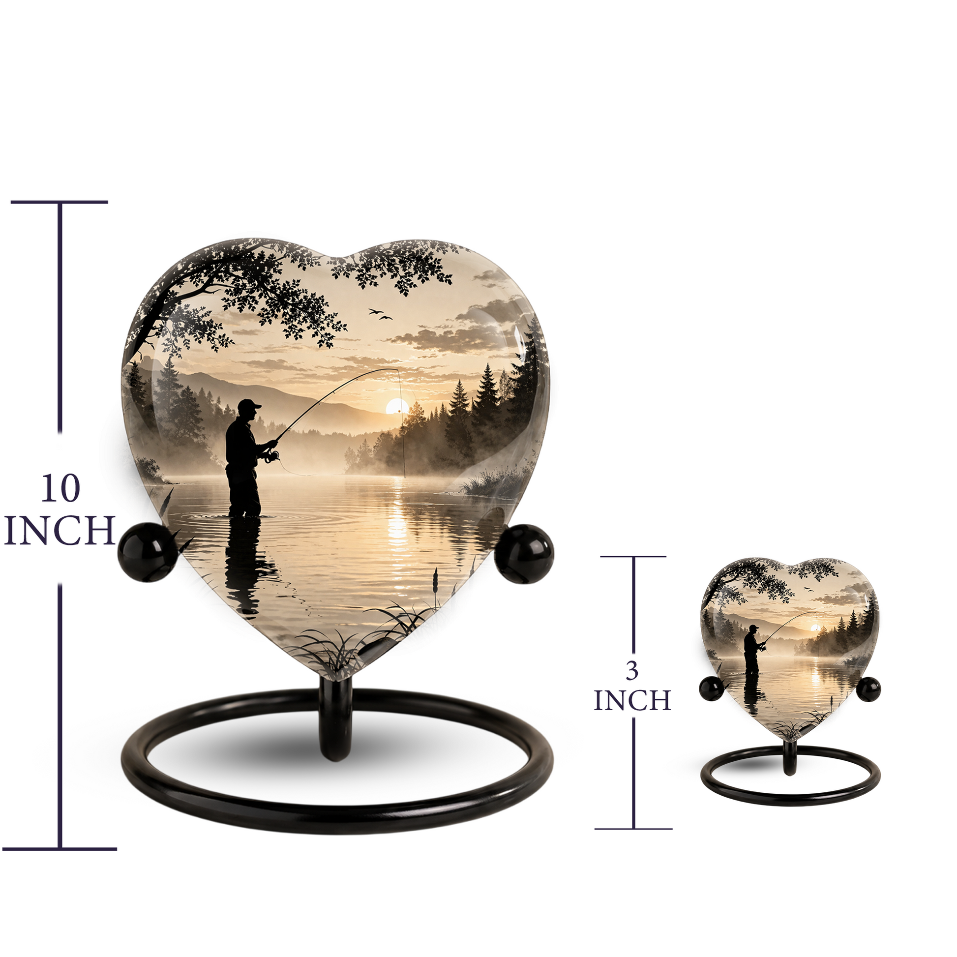 Gone Fishing Heart-Shaped Urn for Dad – Fishing Cremation Urn for Father, Men & Ashes