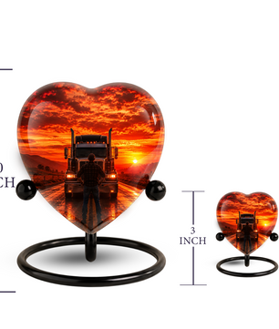 Personalized Trucker Cremation Urn for Ashes | Adult Memorial Urn for Truck Driver