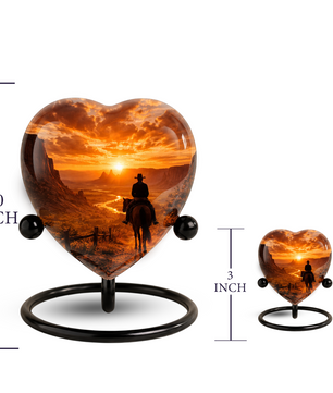 Cowboy Sunset Urn for Dad | Personalized Western Urn for Father & Ashes