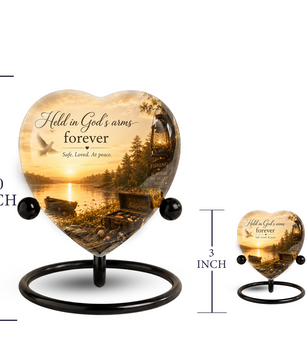 Fishing Adult Urn – Adult Urn for Ashes, Fishing Cremation Urn, Lake Sunset Urn for Adult Ashes