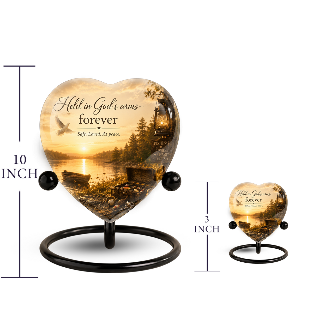 Fishing Adult Urn – Adult Urn for Ashes, Fishing Cremation Urn, Lake Sunset Urn for Adult Ashes