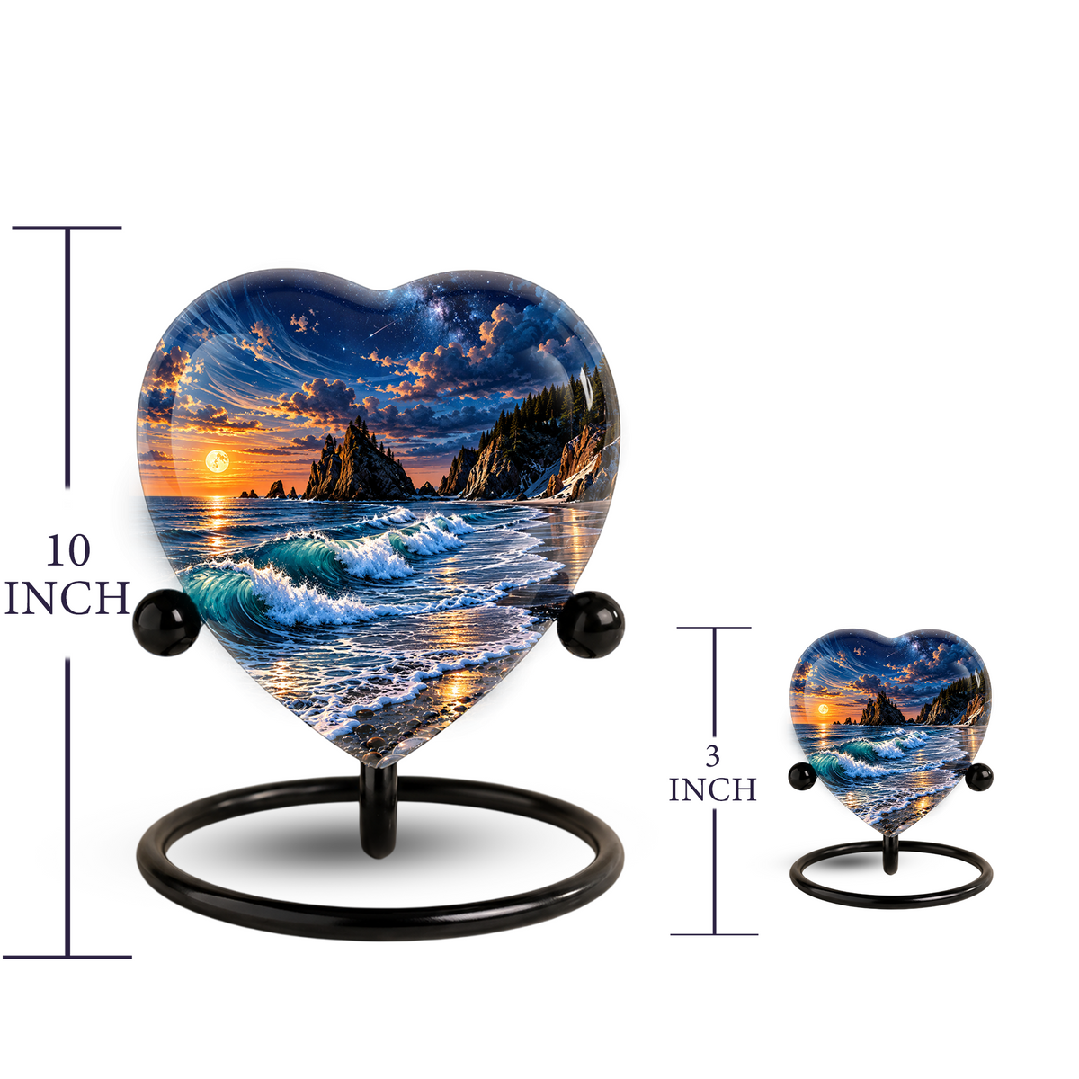 Ocean Wave Heart Cremation Urn for Ashes, Personalized Adult Memorial Urn, Beach Urn for Loved One