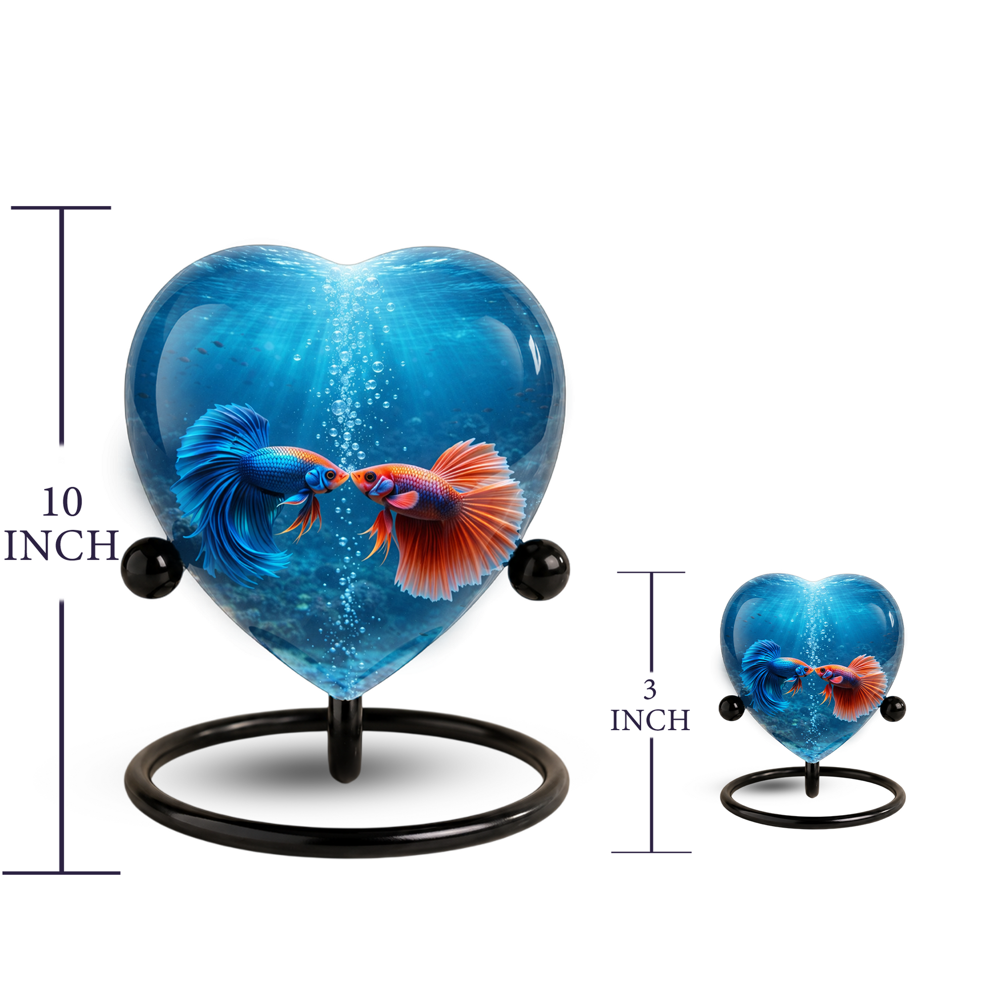 Heart-Shaped Betta Fish Cremation Urn – Beautiful Memorial Keepsake Urn for Adult Ashes, Unique Fish Urn for Loved Ones