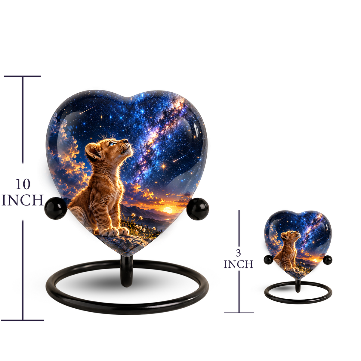 Lion Cub Heart Cremation Urn for Ashes, Personalized Adult Memorial Urn, Lion Urn for Loved One