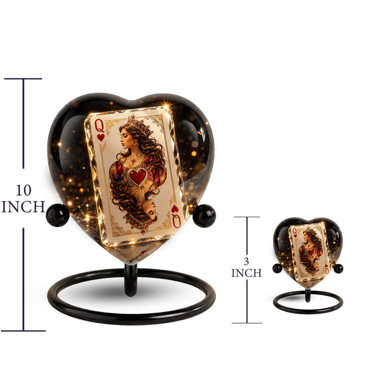 Queen of Hearts Urn – Queen of Hearts Cremation Urn, Playing Card Memorial Urn, Heart-Shaped Adult Urn for Ashes