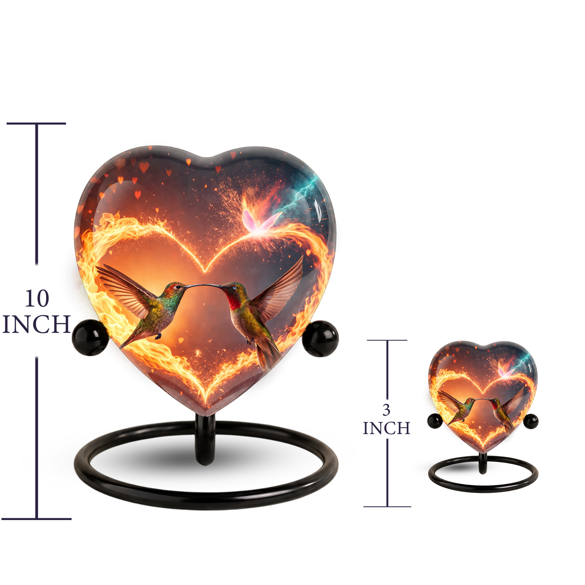 Heart-Shaped Adult Cremation Urn with Hummingbird Memorial Design – Beautiful Memorial Urn for Ashes