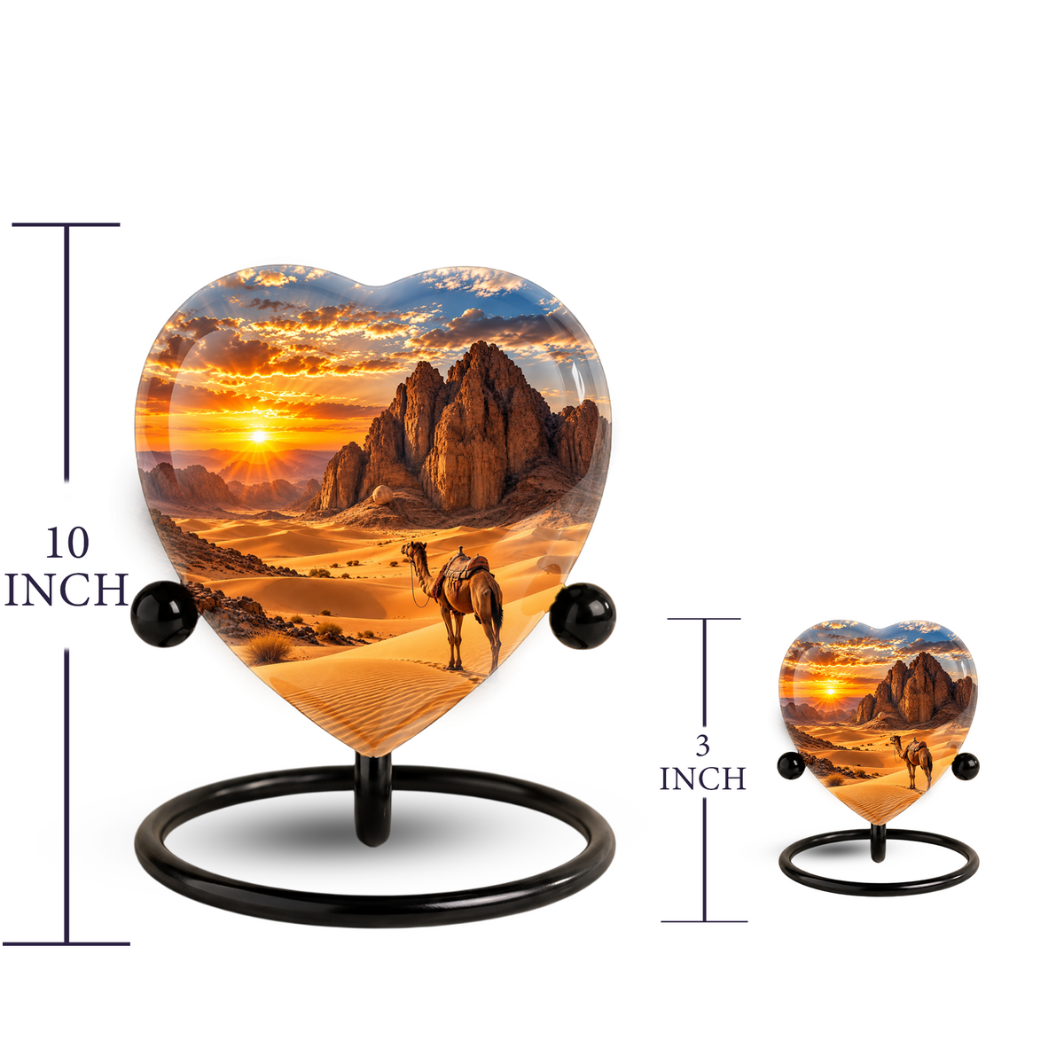 Desert Camel Cremation Urn for Ashes, Desert Memorial Urn, Camel Sunset Urn, Heart Shaped Cremation Urn