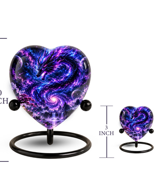 Dragon Adult Cremation Urn for Ashes, Fantasy Dragon Memorial Urn, Personalized Heart Shaped Adult Urn, Dragon Cremation Urn