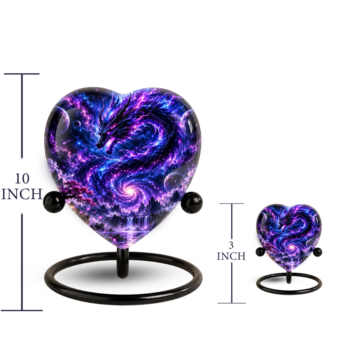 Dragon Adult Cremation Urn for Ashes, Fantasy Dragon Memorial Urn, Personalized Heart Shaped Adult Urn, Dragon Cremation Urn