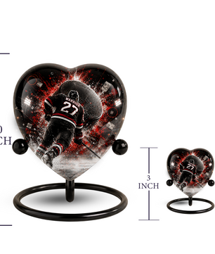 Personalized Hockey Cremation Urn for Dad | Adult Ice Hockey Urn for Ashes & Men