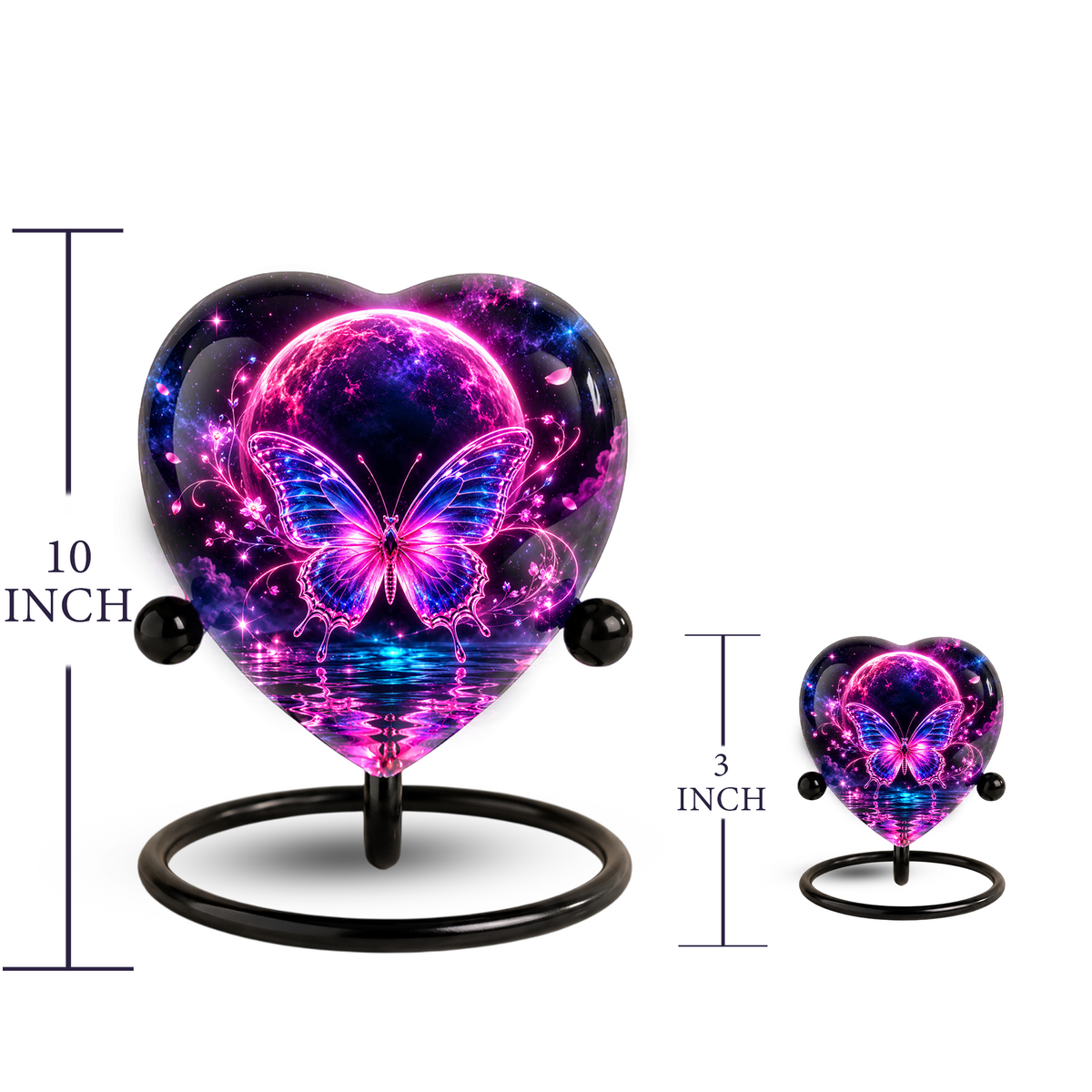 Pink Butterfly Adult Urn for Ashes, Purple and Blue Butterfly Memorial Urn, Celestial Moon Cremation Urn