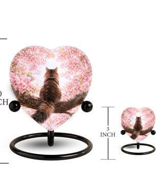 Heart Shaped Cat Urn for Ashes | Beautiful Personalized Cat Memorial Urn