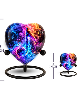 Heart Shaped Music Note Urn for Ashes, Colorful Musical Memorial Urn, Personalized Music Lover Cremation Urn