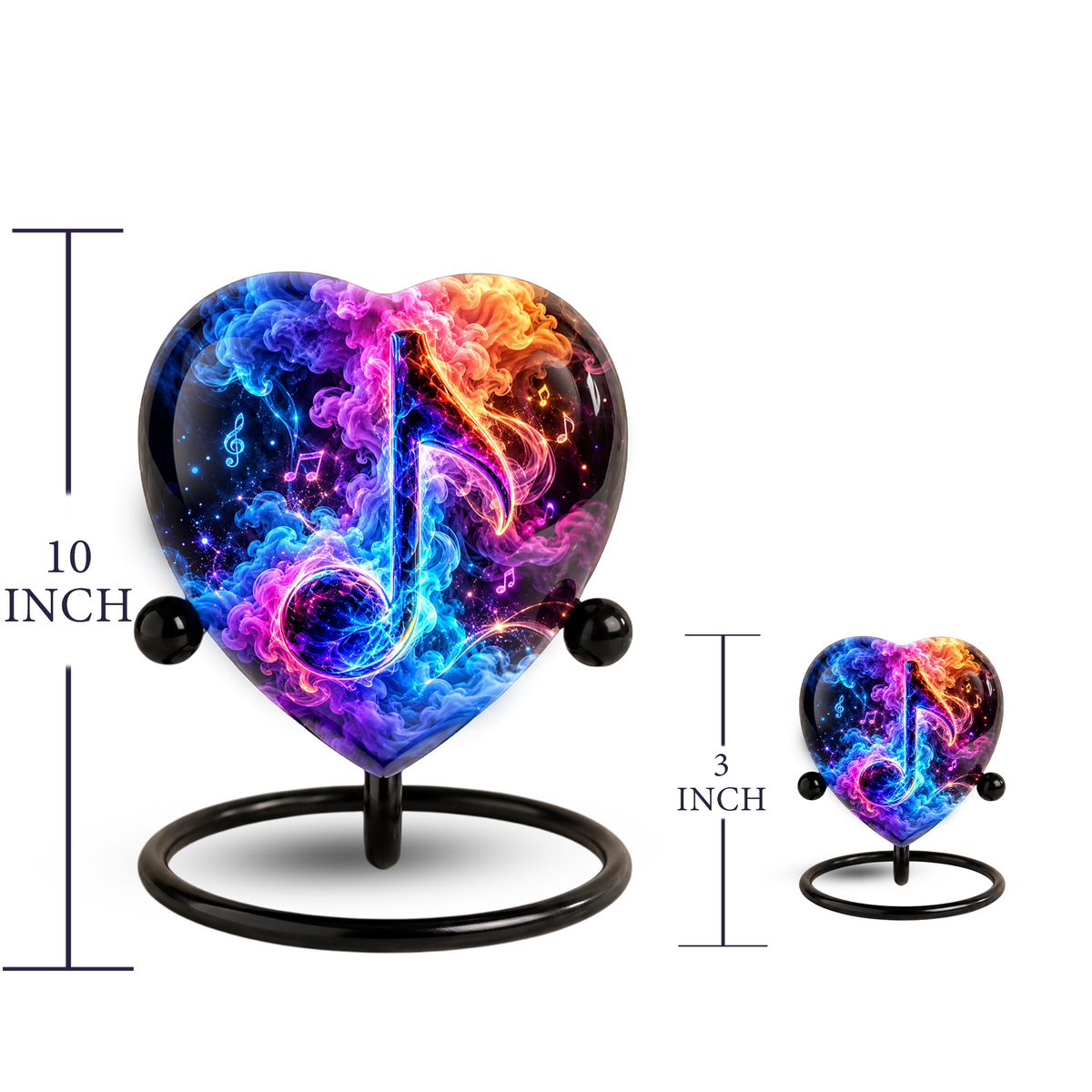Heart Shaped Music Note Urn for Ashes, Colorful Musical Memorial Urn, Personalized Music Lover Cremation Urn