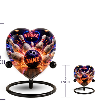 Bowling Urn – Personalized Bowling Cremation Urn for Ashes Heart-Shaped Adult Cremation Urn for Bowlers