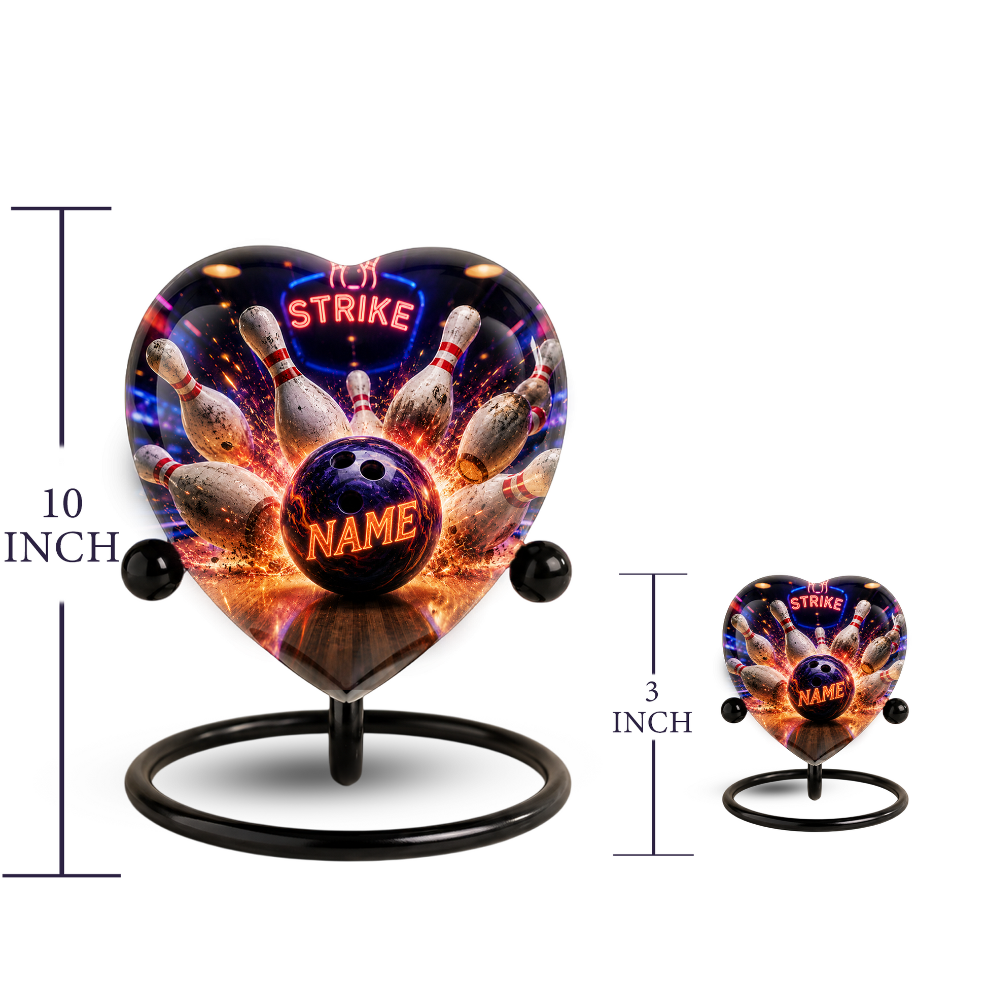 Bowling Urn – Personalized Bowling Cremation Urn for Ashes Heart-Shaped Adult Cremation Urn for Bowlers