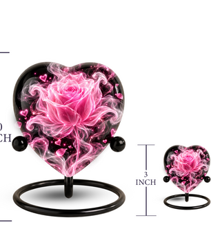 Pink Rose Adult Cremation Urn for Ashes, Personalized Rose Memorial Urn, Heart Shaped Adult Urn, Pink Flower Cremation Urn, Love Urn