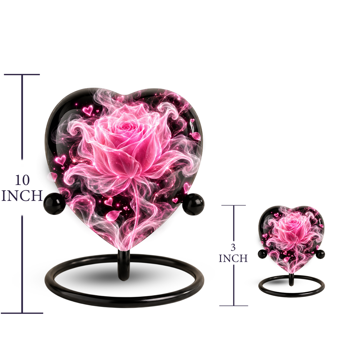 Pink Rose Adult Cremation Urn for Ashes, Personalized Rose Memorial Urn, Heart Shaped Adult Urn, Pink Flower Cremation Urn, Love Urn