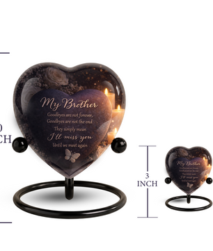 Heart-Shaped Brother Memorial, Adult Cremation Urn, Adult Urns for Ashes, Brother Keepsake Urn