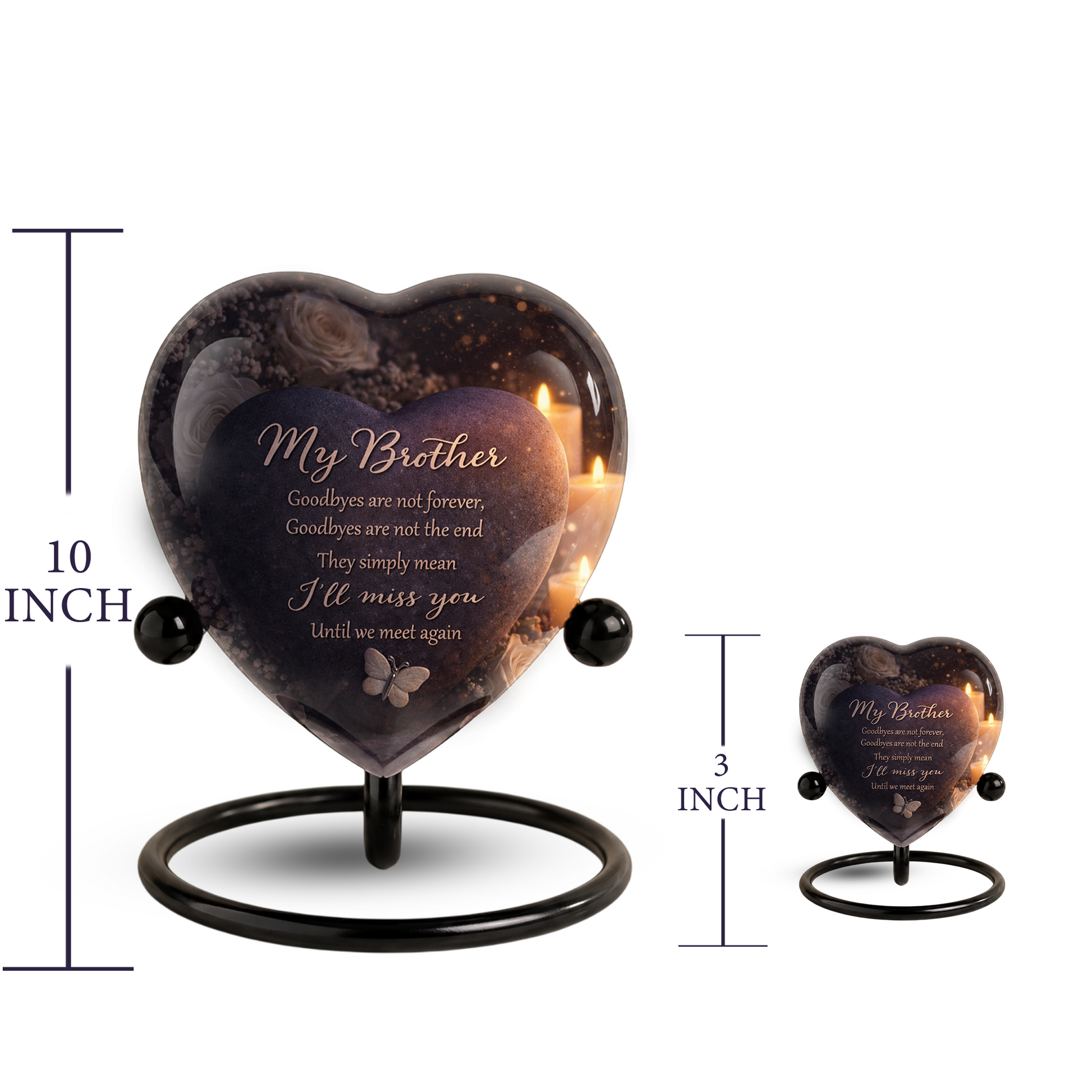Heart-Shaped Brother Memorial, Adult Cremation Urn, Adult Urns for Ashes, Brother Keepsake Urn