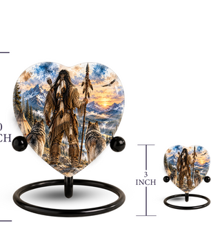 Native American Wolf Adult Cremation Urn for Ashes, Personalized Wolf Memorial Urn,