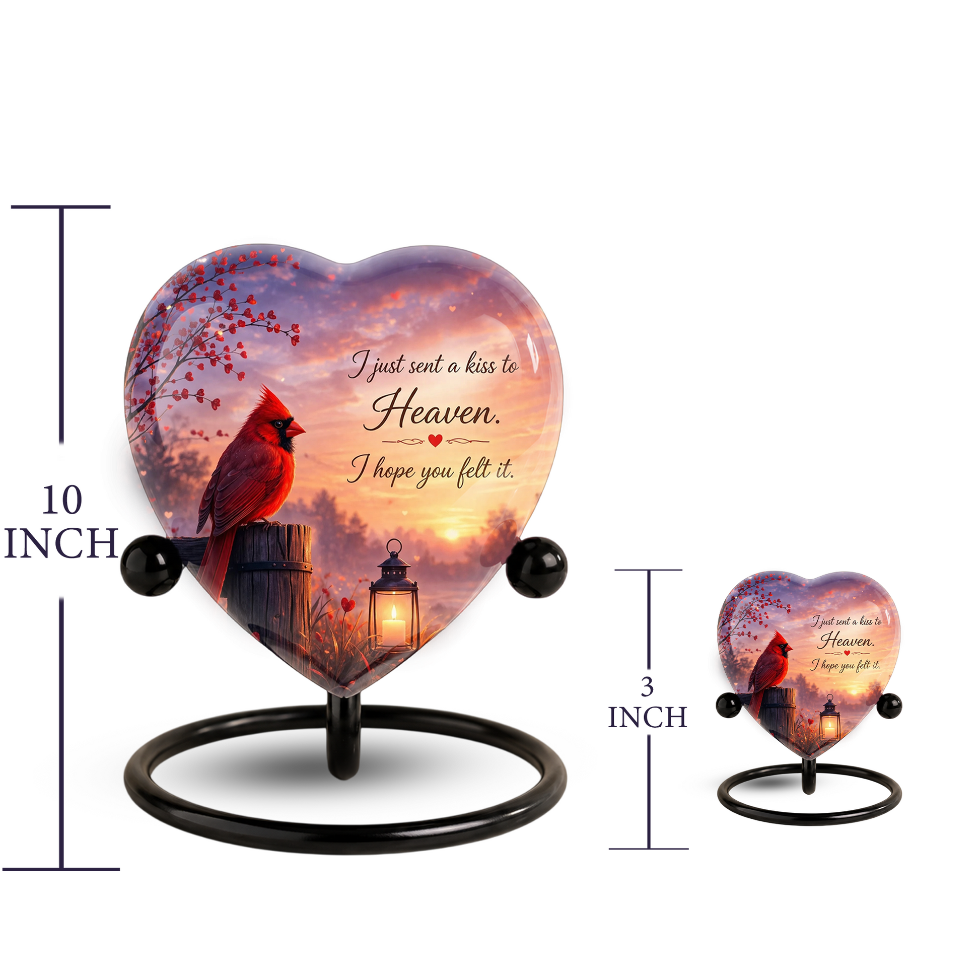 Cardinal Memorial Heart Urn, Adult Cremation Urn and Adult Urns for Ashes