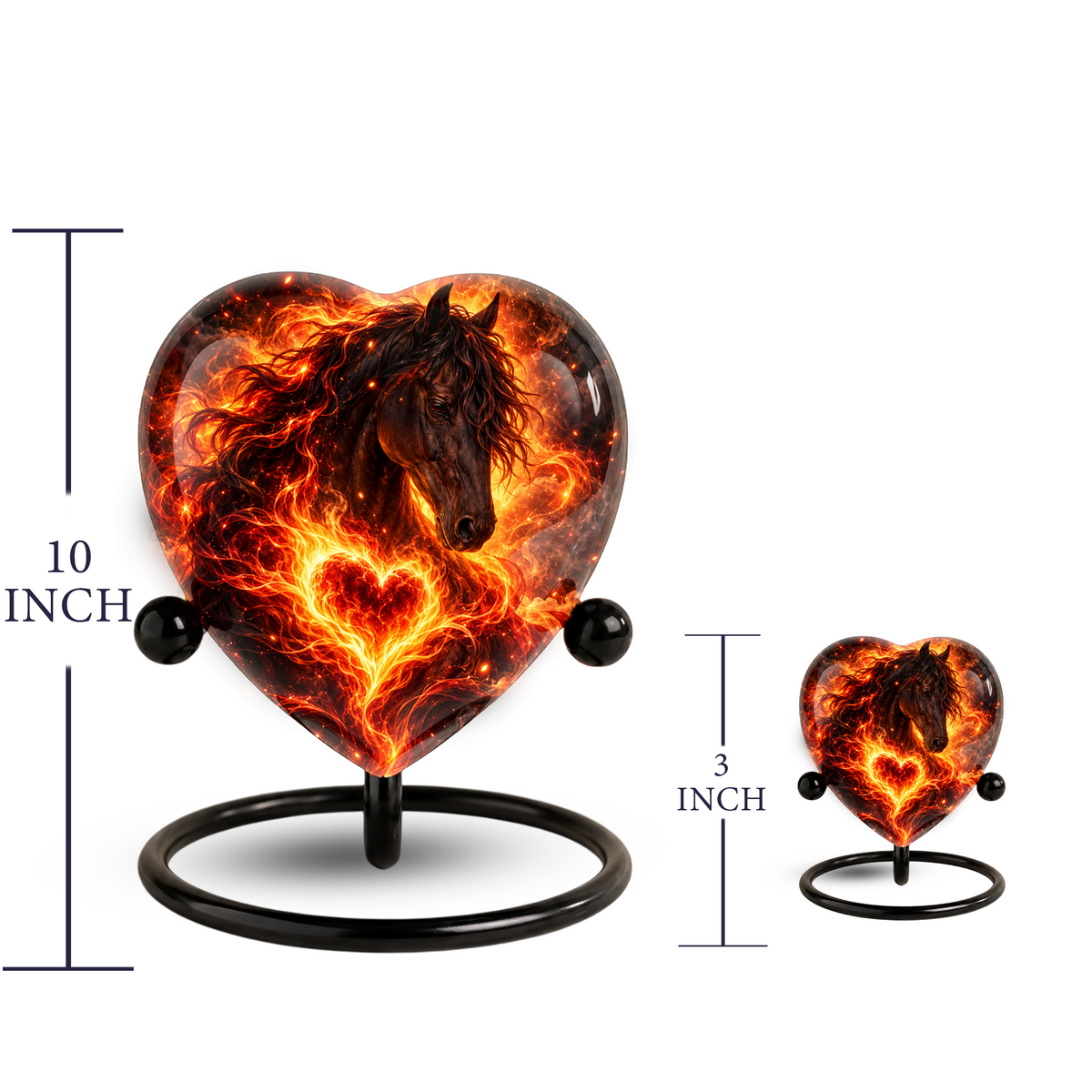 Optimized SEO Title Fiery Horse Heart Cremation Urn for Ashes, Personalized Adult Memorial Urn, Horse Cremation Urn