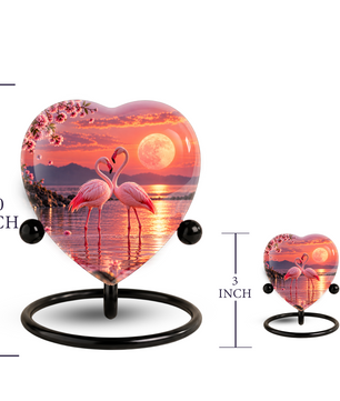 Flamingo Heart Adult Cremation Urn for Ashes, Personalized Memorial Urn for Adults,
