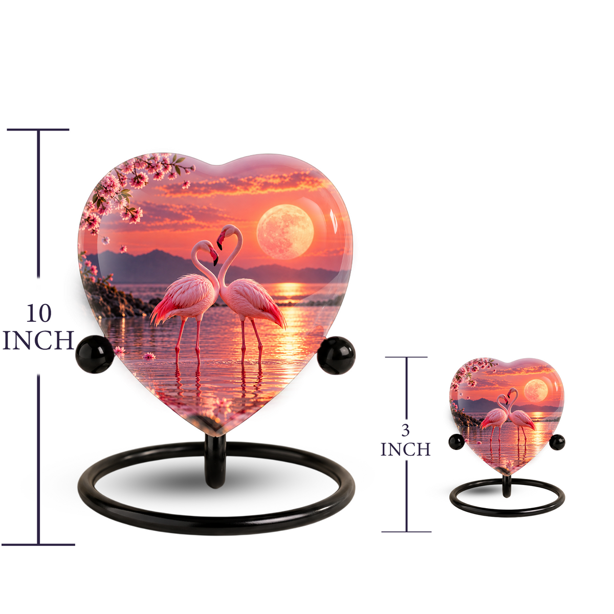 Flamingo Heart Adult Cremation Urn for Ashes, Personalized Memorial Urn for Adults,