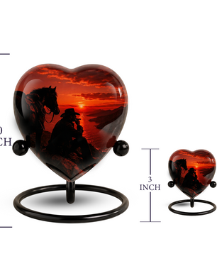 Cowboy Sunset Urn for Dad, Personalized Western Cremation Urn for Adult Male Ashes