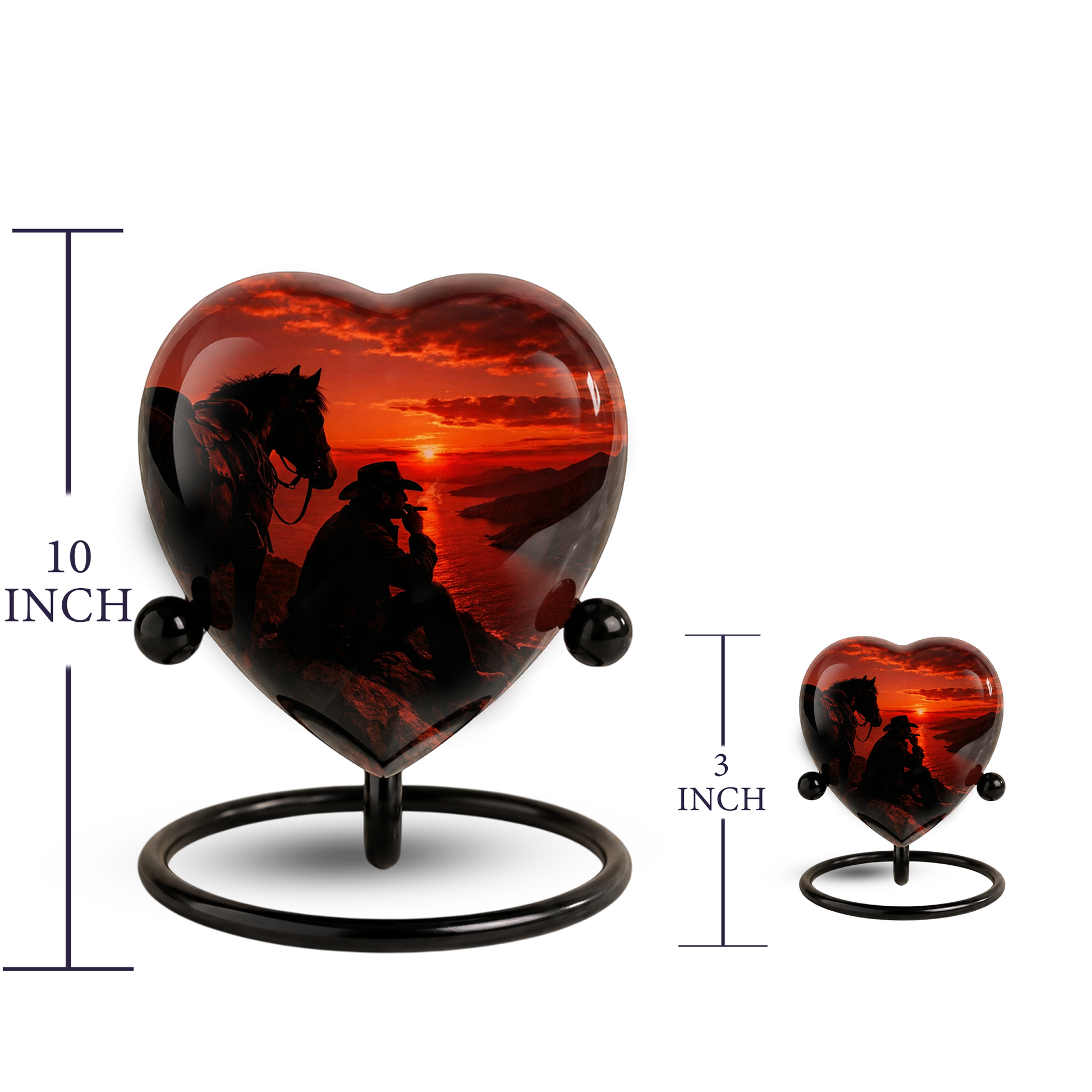 Cowboy Sunset Urn for Dad, Personalized Western Cremation Urn for Adult Male Ashes