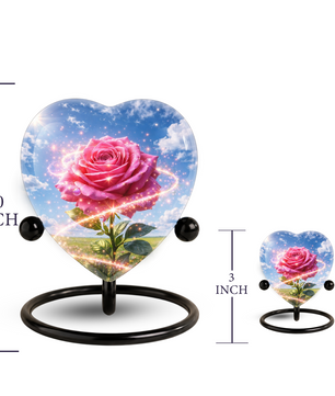 Pink Rose Heart Urn for Mom – Personalized Keepsake Urn for Mom, Beautiful Cremation Urn for Women
