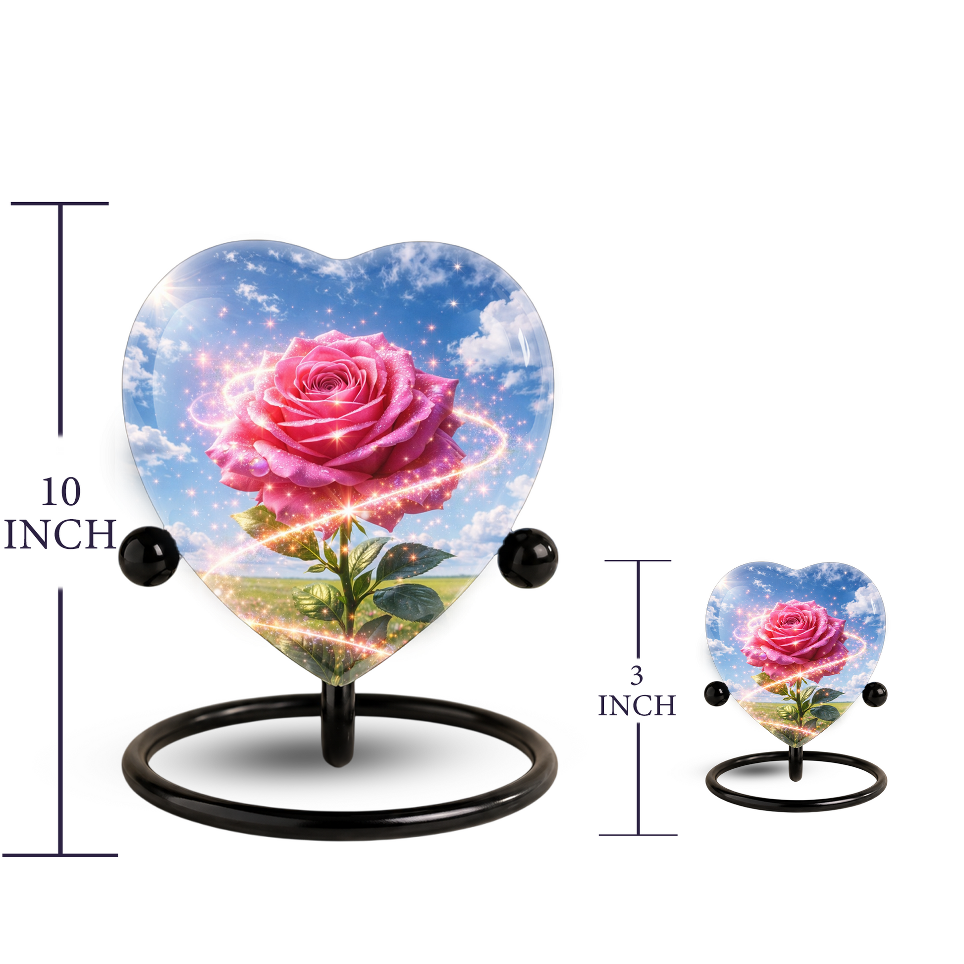 Pink Rose Heart Urn for Mom – Personalized Keepsake Urn for Mom, Beautiful Cremation Urn for Women