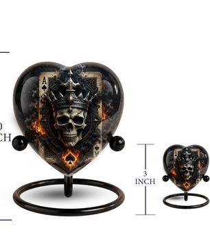 Skull King Heart Cremation Urn for Adults – Unique Adult Urn for Ashes