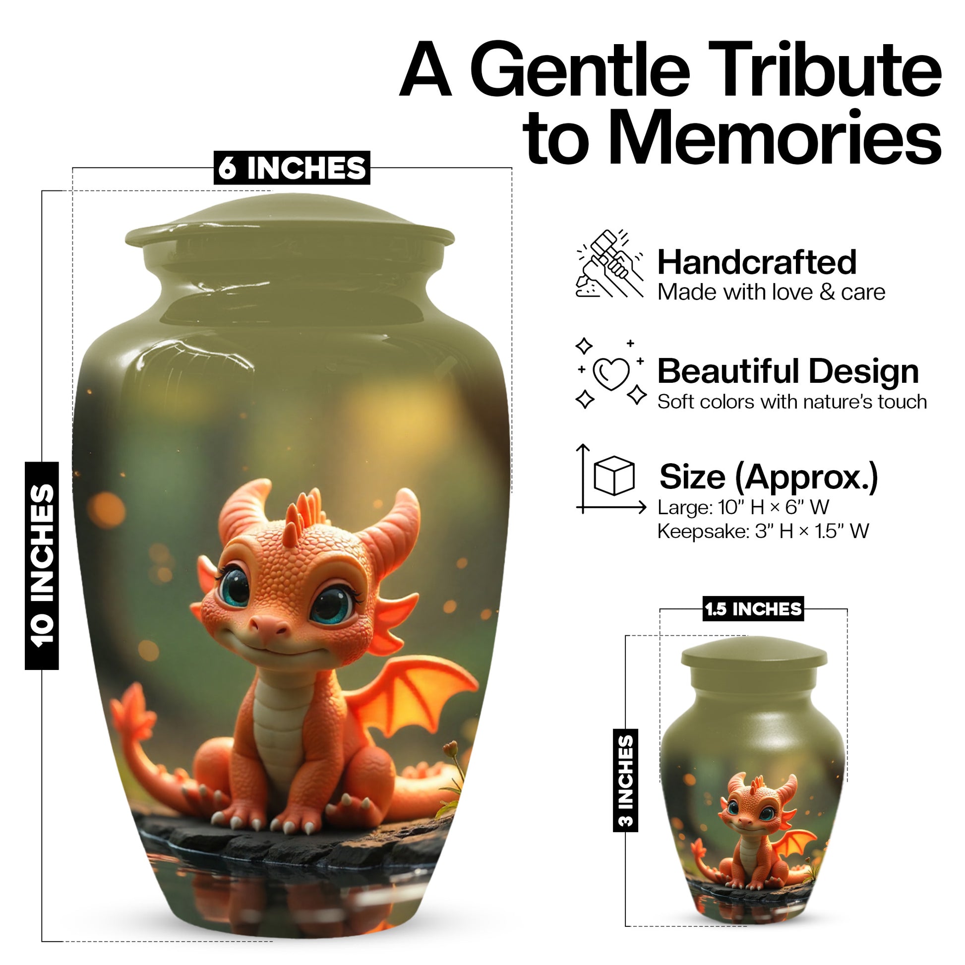 Baby Dragon Urn for Adult Ashes – Fantasy Dragon Cremation Urn | Memorial Urn
