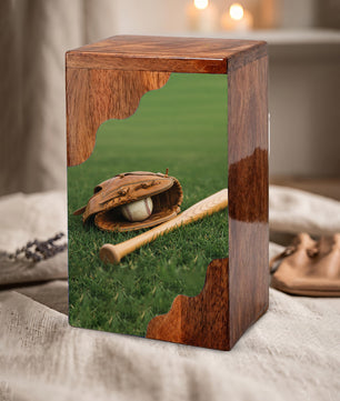 Baseball Legacy Wooden Cremation Urn – Baseball Memorial Wooden Urn for Human Ashes
