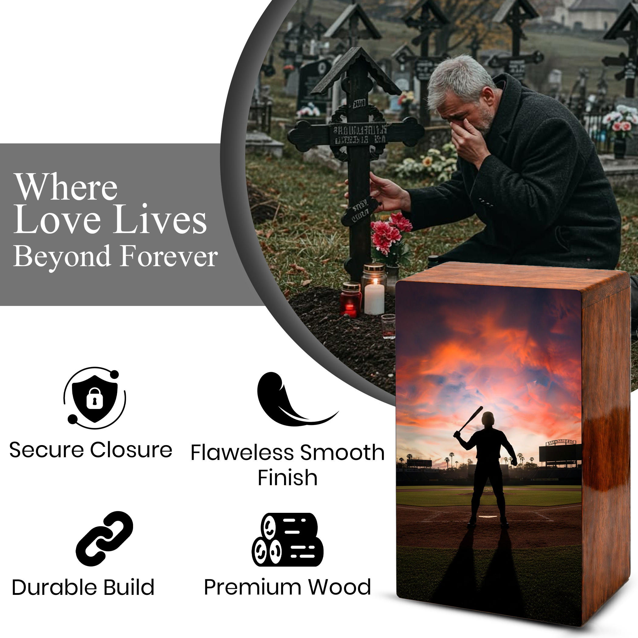 Baseball Urn For Human Ashes – Memorial Keepsake Urns for Male
