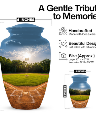 Baseball Field Urn for Ashes, Custom Baseball Cremation Urn