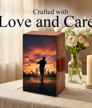 Baseball Urn Wooden – Handmade Baseball Memorial Keepsake Urns for Male Ashes