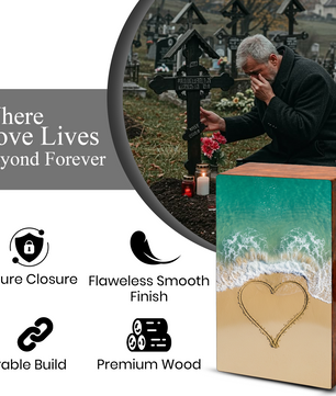 Heart Beach Themed Urn – Ocean Decorative Keepsake Urns for Adults