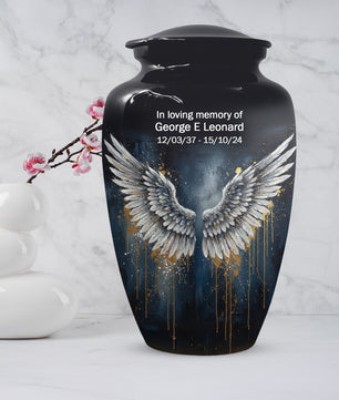 Gold Angel Wing Urn for Adult Ashes | Elegant Adult Cremation Urn & Memorial