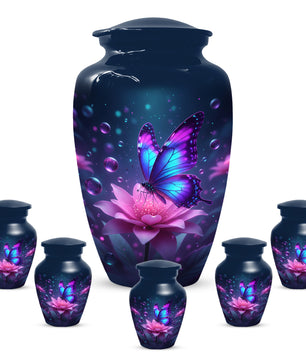 Blue and Pink Butterfly Urn for Human Ashes | Beautiful Butterfly Adult Cremation Urn